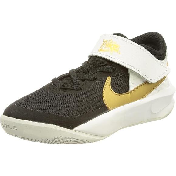 NWT Nike unisex Team Hustle D 10 Basketball Sneaker,Black/Gold/White-Size 5.5 - Picture 2 of 7
